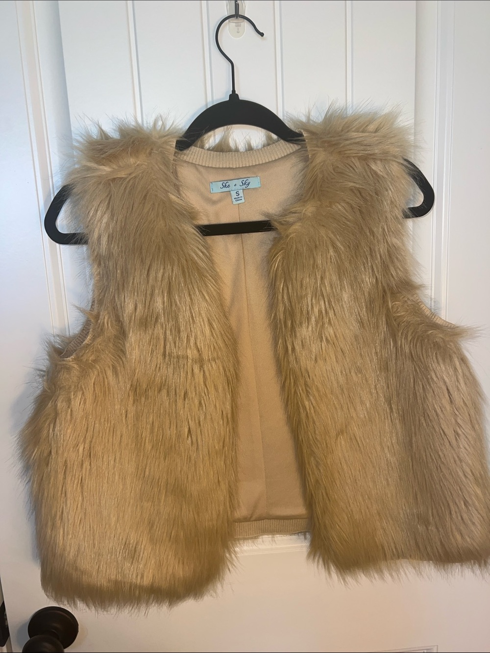 She + Sky Tan LUXURY Faux Fur Vest -SMALL